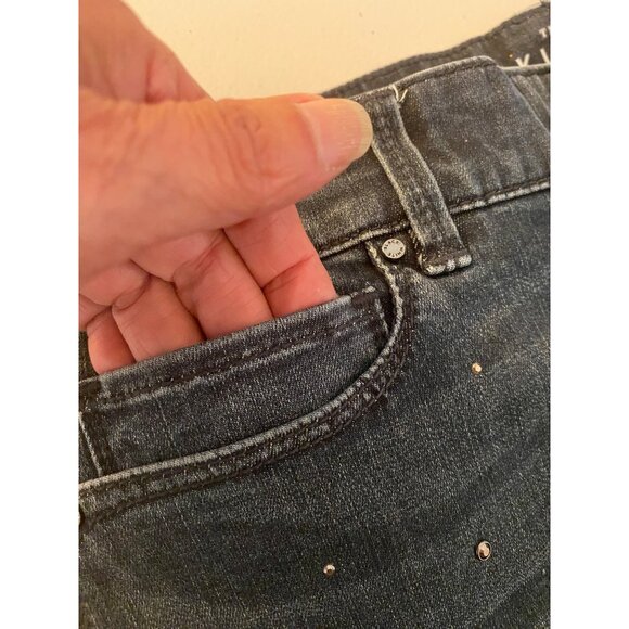 Black Mid-Rise Skinny Ankle Jeans Stud Detailing Size 8 - Picture 7 of 12